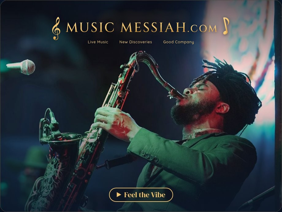 Sax player in a green jacket — Music Messiah — Live Music, New Discoveries, Good Company